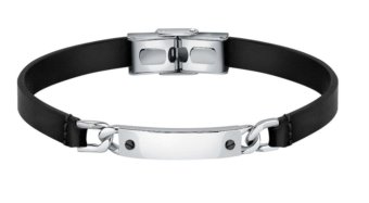 S.Oliver Bracciale Uomo In Pelle E Acciaio Inox, Intrecciato, Regolabile 20+1,5 Cm, Chiusura Magnetica