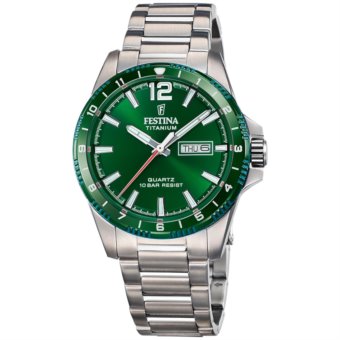 Festina Orologio Uomo F20652/2 Al Quarzo, Cassa Acciaio 36mm, Quadrante Verde, Vetro Minerale, Impermeabile 5 Bar, Cinturino Acciaio